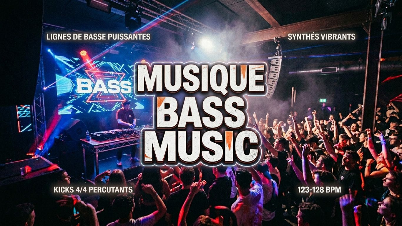 Découvrez la bass house : origines britanniques, basses puissantes, tempo de 124 à 128 BPM, artistes majeurs et techniques de production.