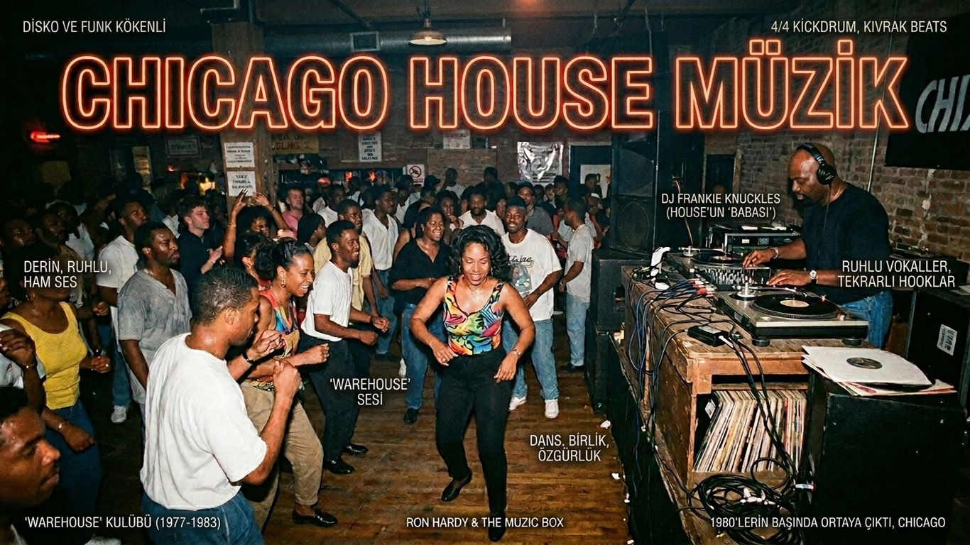 Chicago House Müzik türünü keşfedin: kökenleri, ses özellikleri, öncü DJ’leri, klasik parçaları ve elektronik dans müziği üzerindeki etkisi.