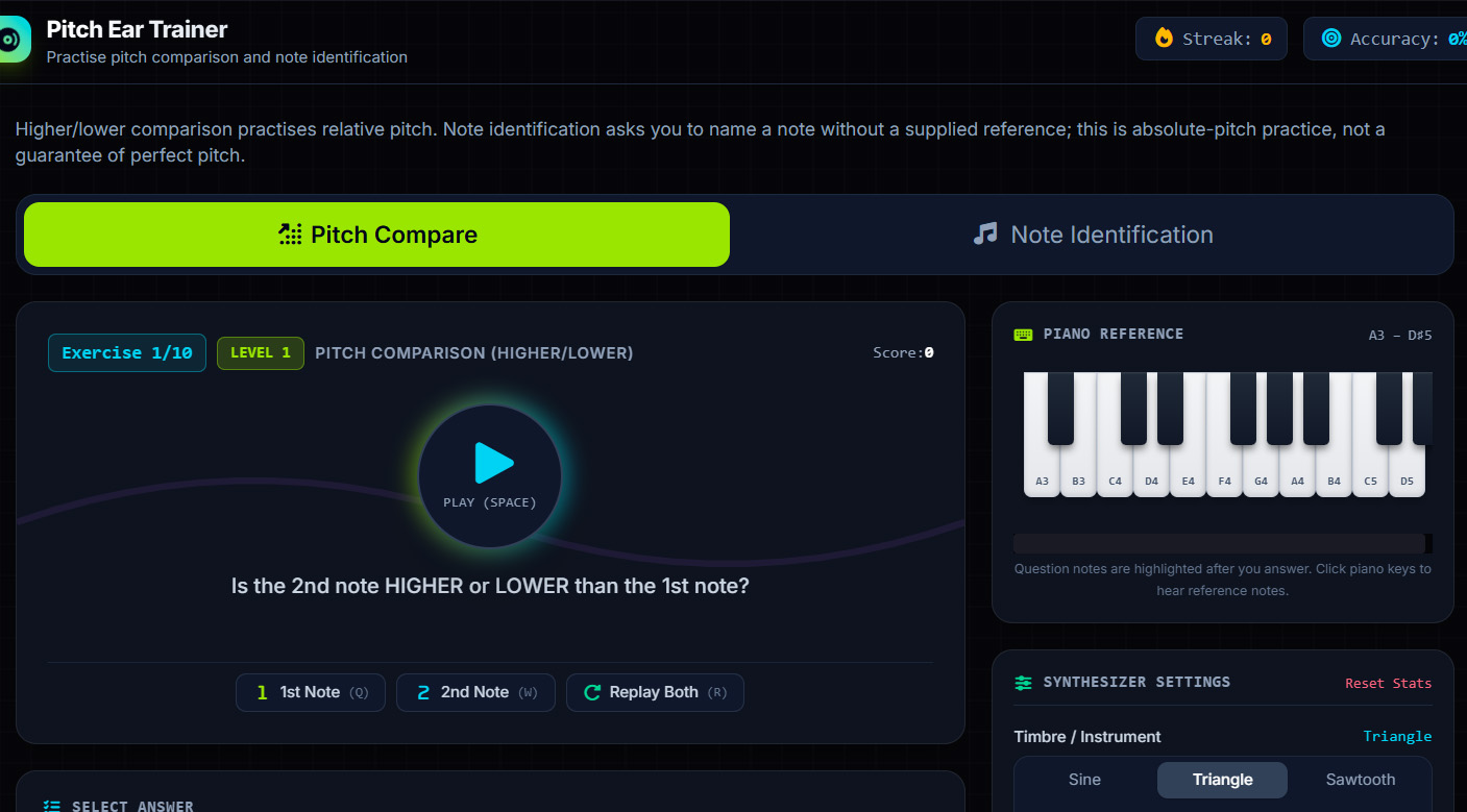 Screenshot of Pitch Ear Trainer