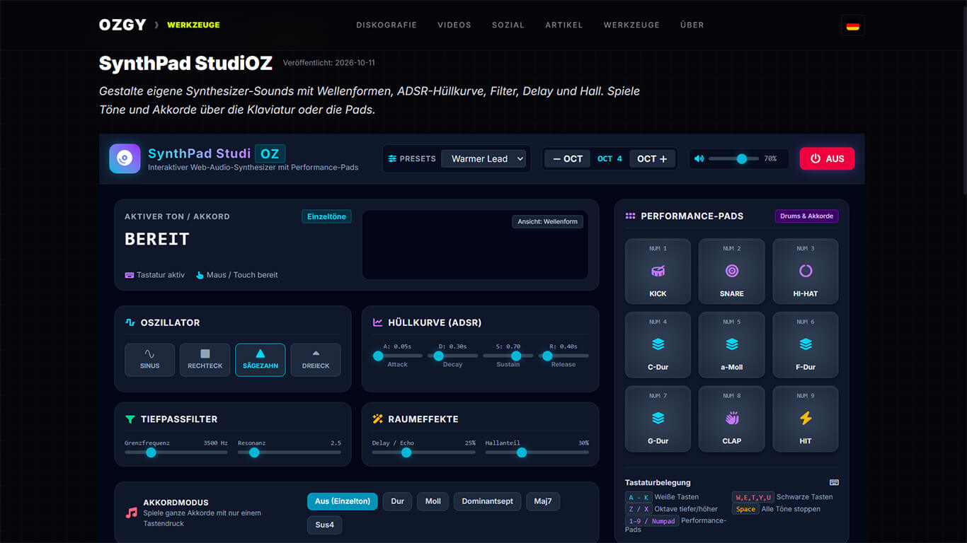 Screenshot von SynthPad StudiOZ