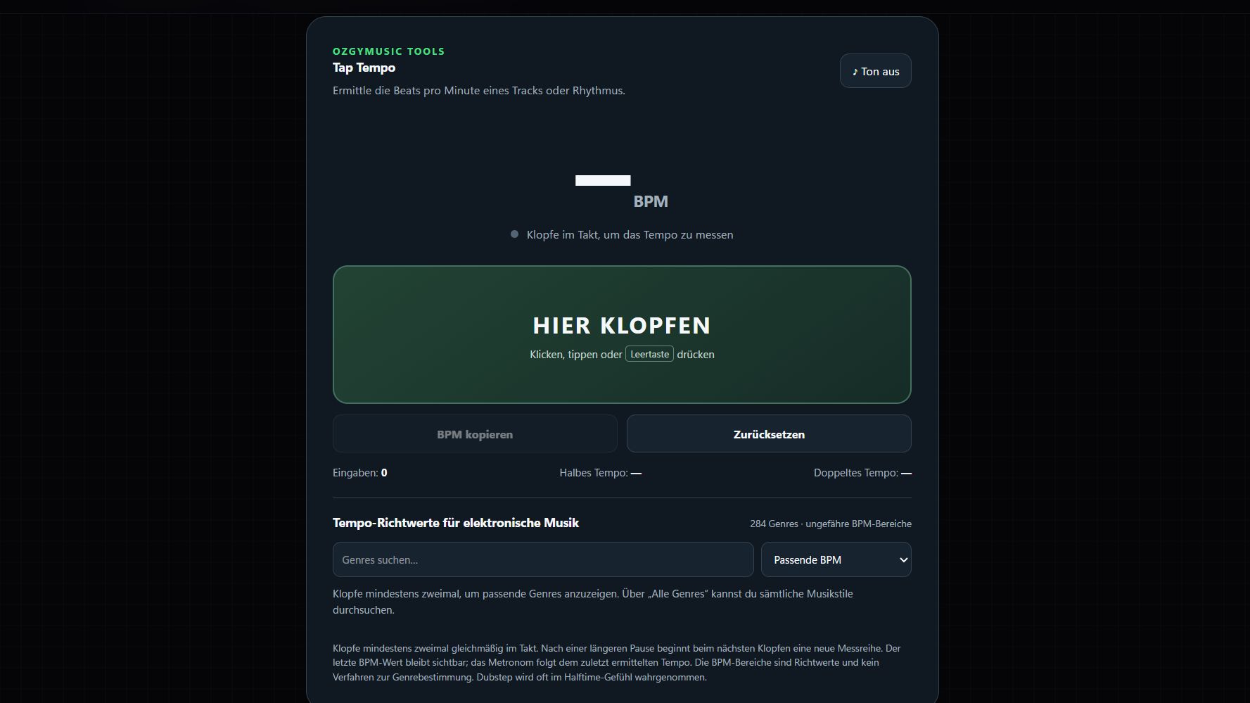 Screenshot von Tap-Tempo-BPM-Rechner