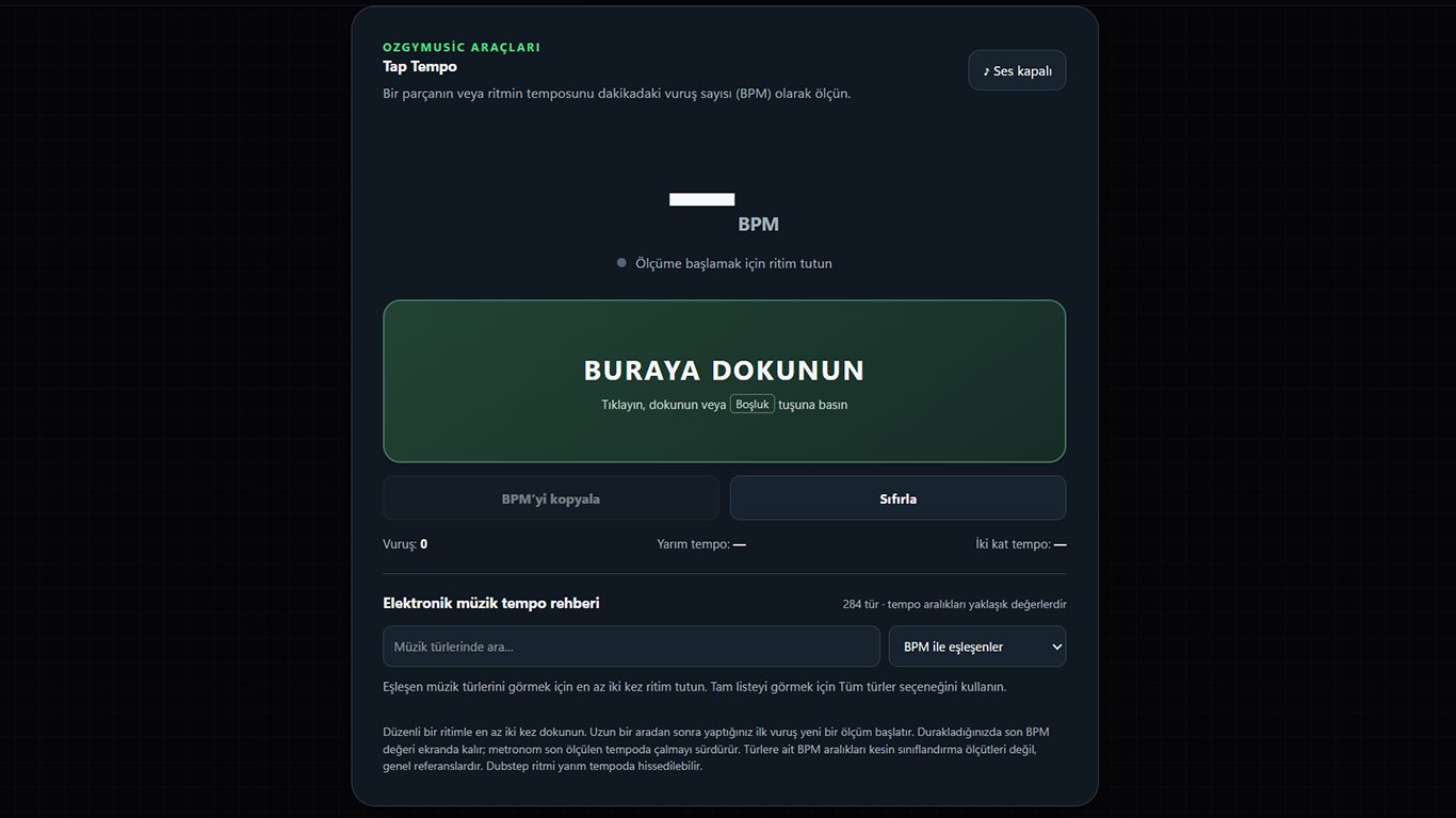 Tap Tempo BPM Hesaplayıcı ekran görüntüsü