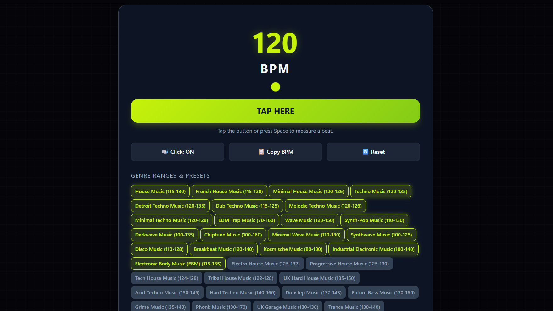 Screenshot of Tap Tempo & Metronome