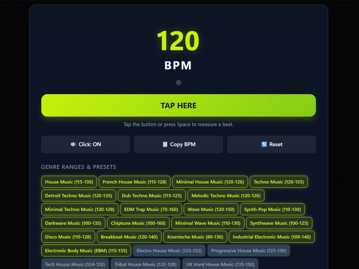 Screenshot of Tap Tempo & Metronome